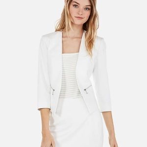 Express White Zip Pocket Cutaway Blazer size 2